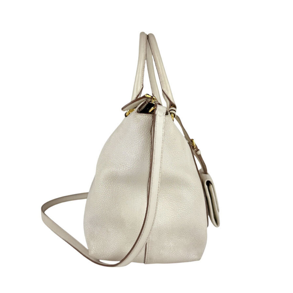 Prada White Vitello Daino Double Handle Tote Bag white pebbled leather - Picture 2 of 4